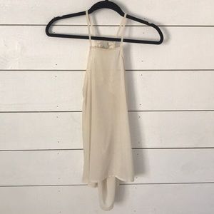 Sheer tank top with back flower detail